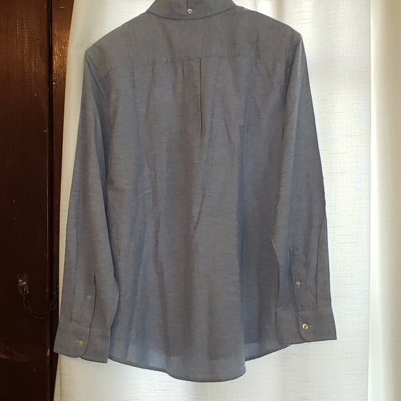 NWT GAP Men's Large Bright Cobalt w/ white long sleeved button down shirt - Picture 6 of 11